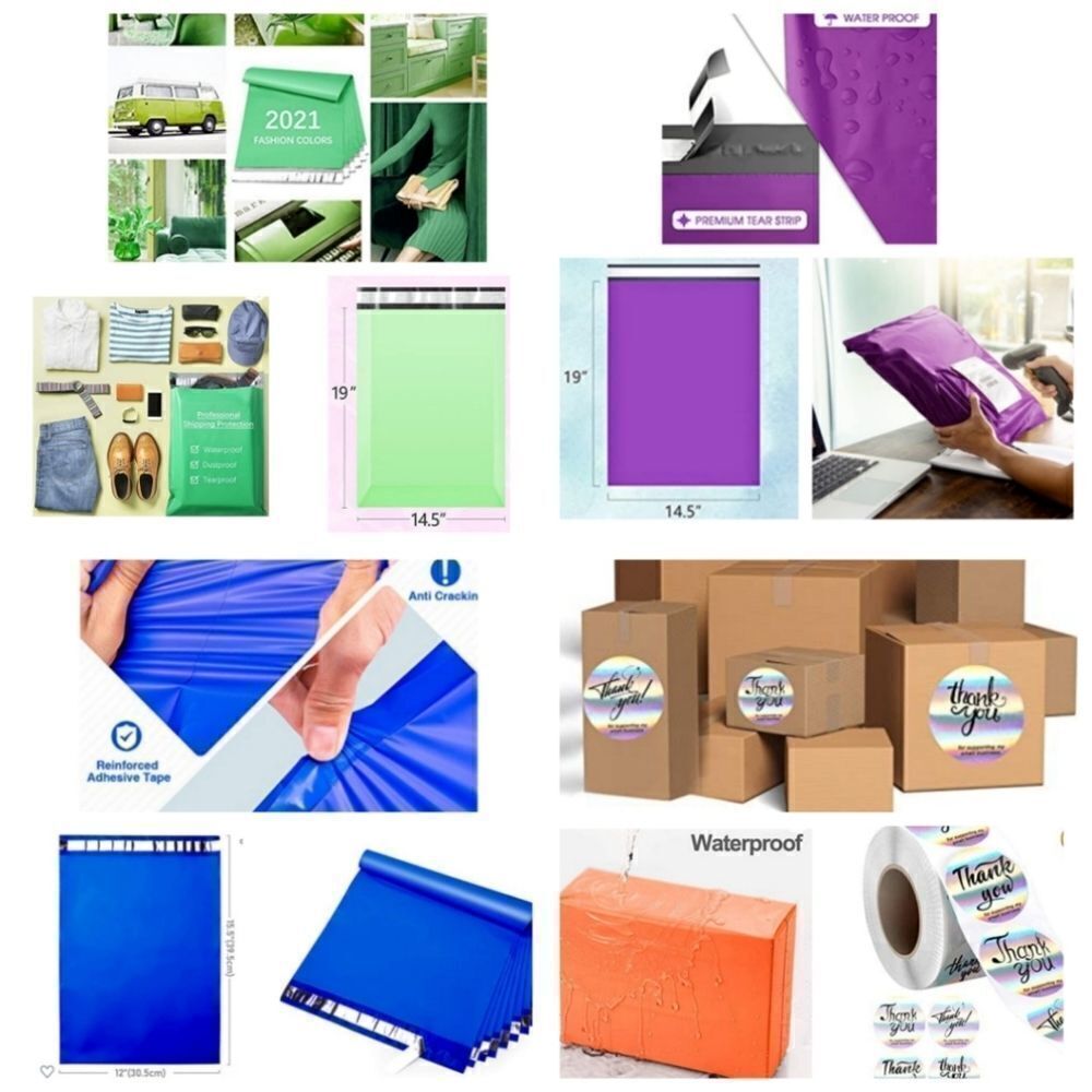 Poly Mailers XLarge Size Bags 50pc Starter Pack w/Stickers